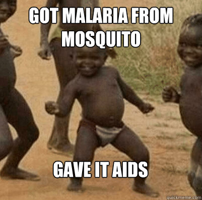 got malaria from 
mosquito gave it AIDS - got malaria from 
mosquito gave it AIDS  Third World Success Kid