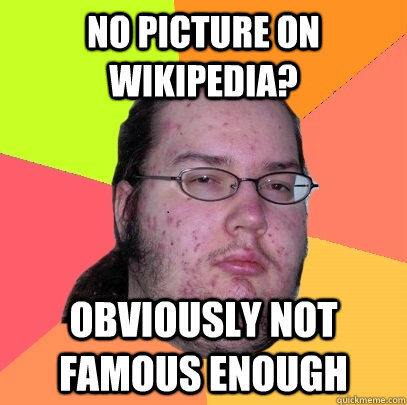 no picture on wikipedia? obviously not famous enough - no picture on wikipedia? obviously not famous enough  Butthurt Dweller