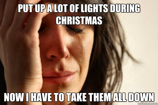 put up a lot of lights during christmas
 now i have to take them all down  First World Problems