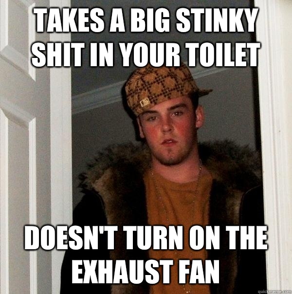 Takes a big stinky shit in your toilet Doesn't turn on the exhaust fan  Scumbag Steve