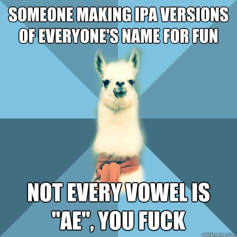 Someone making IPA versions of everyone's name for fun Not every vowel is 