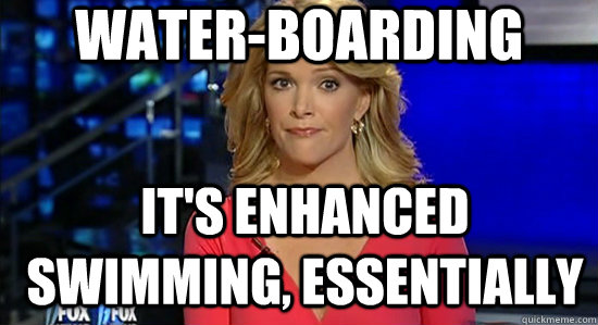 Water-boarding it's enhanced swimming, essentially  essentially megyn kelly