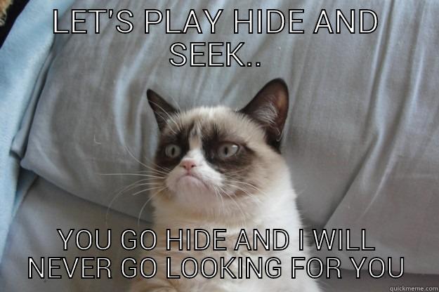 LET'S PLAY HIDE AND SEEK.. YOU GO HIDE AND I WILL NEVER GO LOOKING FOR YOU Grumpy Cat