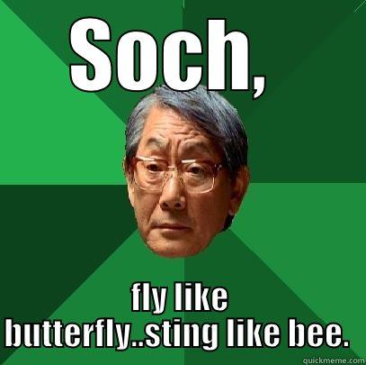 SOCH,  FLY LIKE BUTTERFLY..STING LIKE BEE.  High Expectations Asian Father