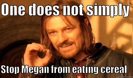 ONE DOES NOT SIMPLY  STOP MEGAN FROM EATING CEREAL   Boromir