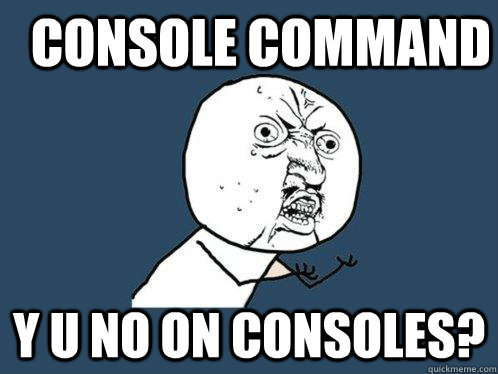 Console command y u no on consoles?  Y U No