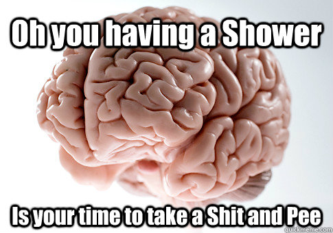 Oh you having a Shower Is your time to take a Shit and Pee   Scumbag Brain