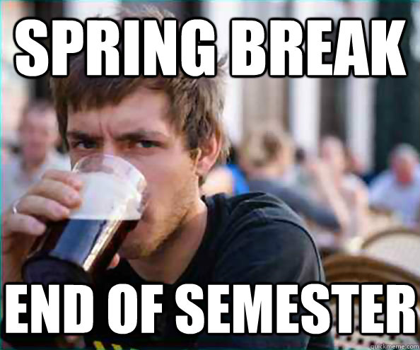 Spring break End of semester  Lazy College Senior