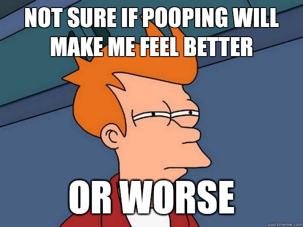 Not sure if pooping will make me feel better Or worse  Futurama Fry