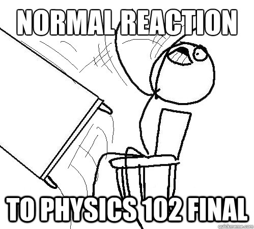 normal reaction to physics 102 final  Flip A Table