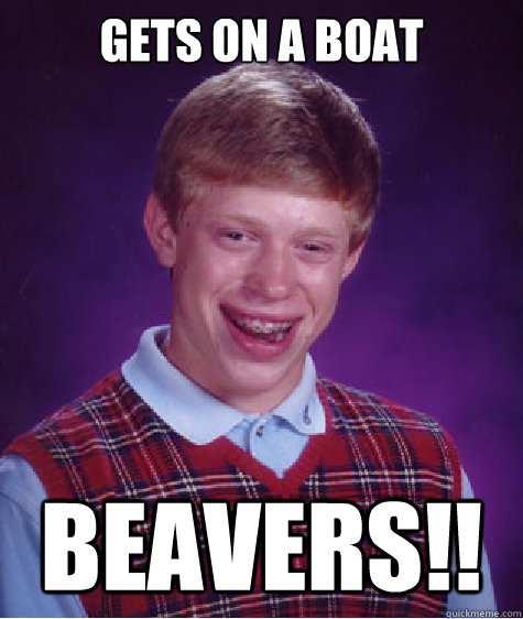 Gets on a boat BEAVERS!!  Bad Luck Brian