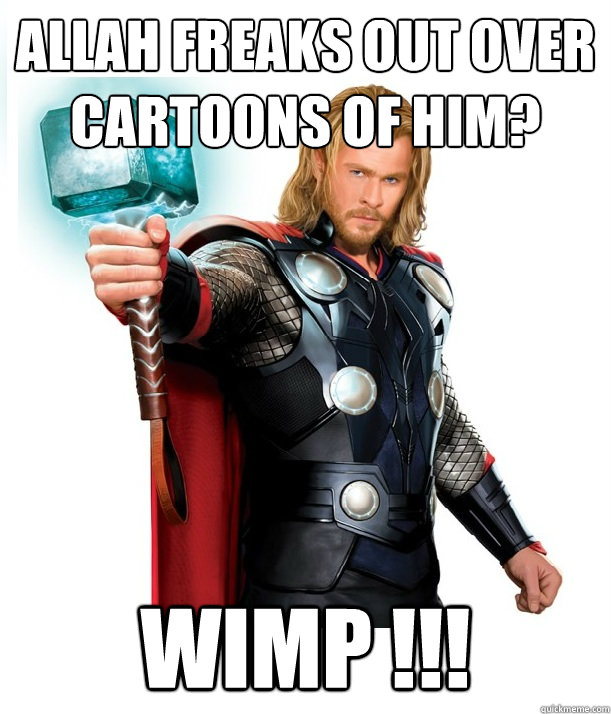 Allah freaks out over cartoons of him? WIMP !!! - Allah freaks out over cartoons of him? WIMP !!!  Advice Thor