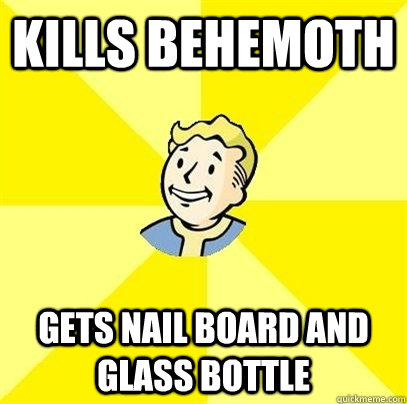 Kills Behemoth Gets nail board and glass bottle - Kills Behemoth Gets nail board and glass bottle  Fallout 3