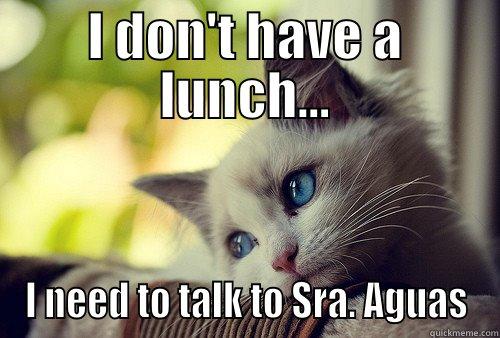 I DON'T HAVE A LUNCH... I NEED TO TALK TO SRA. AGUAS First World Problems Cat