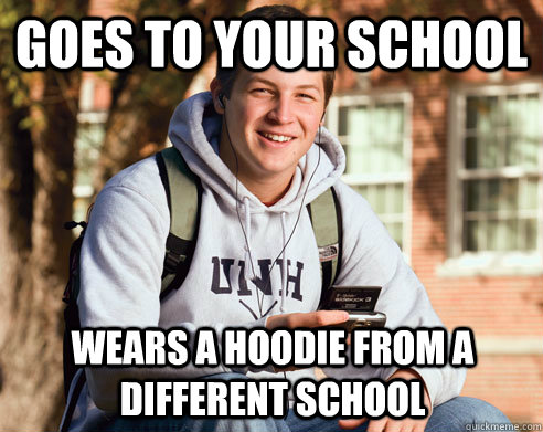 Goes to your school Wears a hoodie from a different school  College Freshman