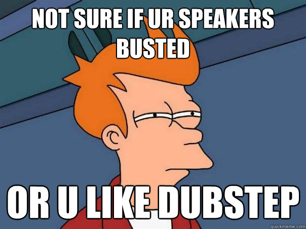 Not sure if ur speakers busted Or u like dubstep  Futurama Fry