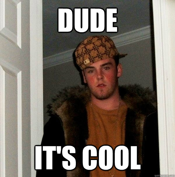 DUDE It's cool  Scumbag Steve