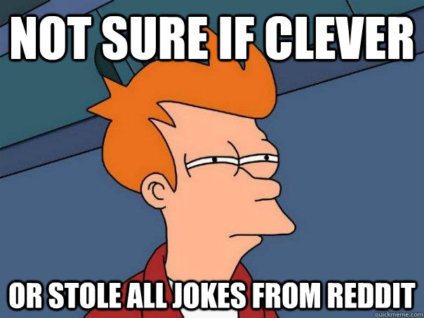 Not sure if clever Or stole all jokes from reddit  Futurama Fry