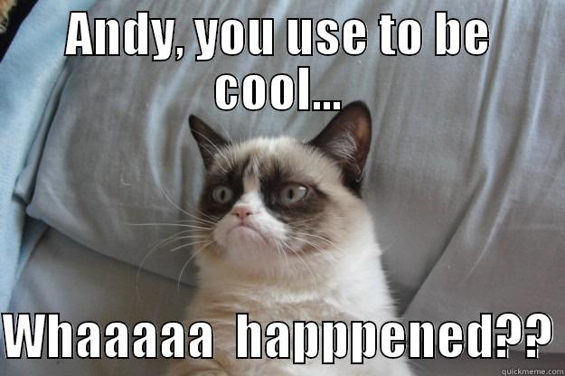 ANDY, YOU USE TO BE COOL...  WHAAAAA  HAPPPENED?? Grumpy Cat