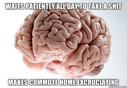 waits patiently all day to take a shit Makes commute home excruciating   Scumbag Brain