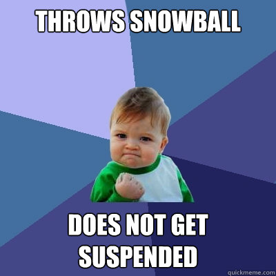 Throws snowball does not get suspended  Success Kid