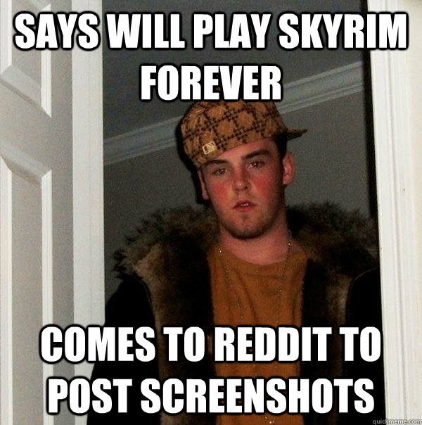 Says will play Skyrim forever Comes to reddit to post screenshots  Scumbag Steve