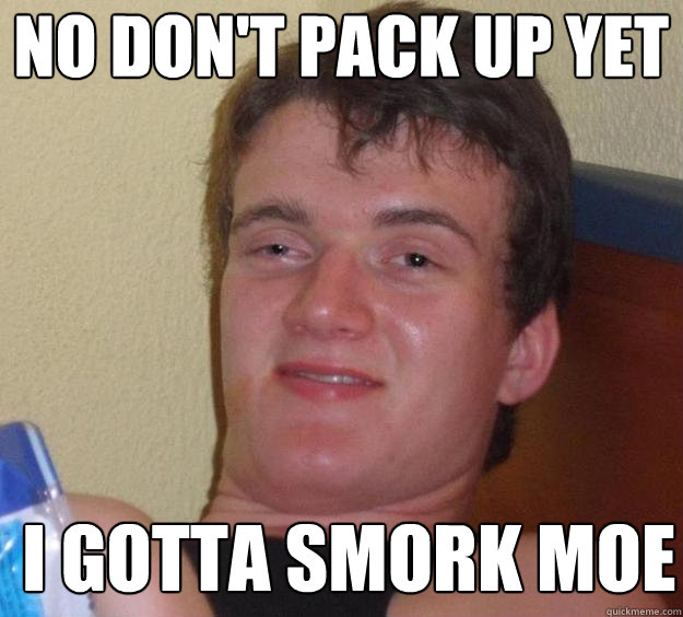 No don't pack up yet I gotta smork moe  - No don't pack up yet I gotta smork moe   10 Guy