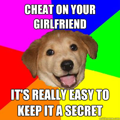 Cheat on your girlfriend It's really easy to keep it a secret  Advice Dog