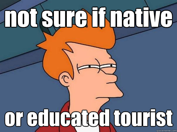 not sure if native or educated tourist  Futurama Fry