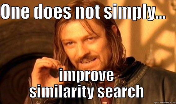 ONE DOES NOT SIMPLY...    IMPROVE SIMILARITY SEARCH One Does Not Simply