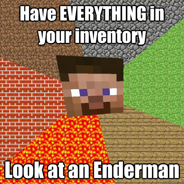 Have EVERYTHING in your inventory Look at an Enderman  Minecraft