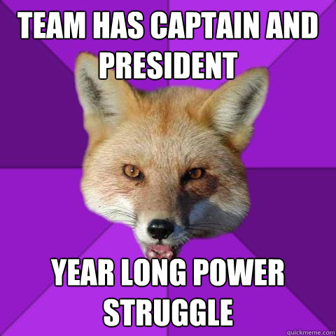 Team has Captain and president Year long power struggle  Forensics Fox