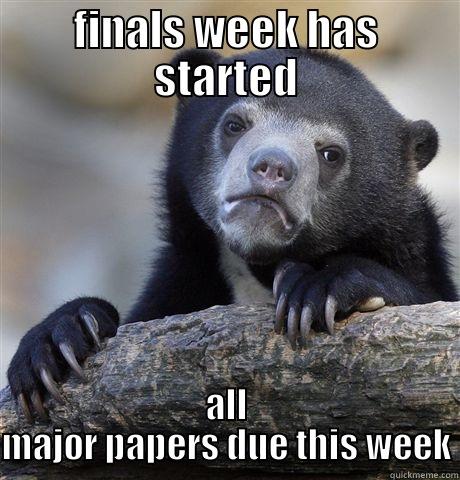 FINALS WEEK HAS STARTED ALL MAJOR PAPERS DUE THIS WEEK Confession Bear