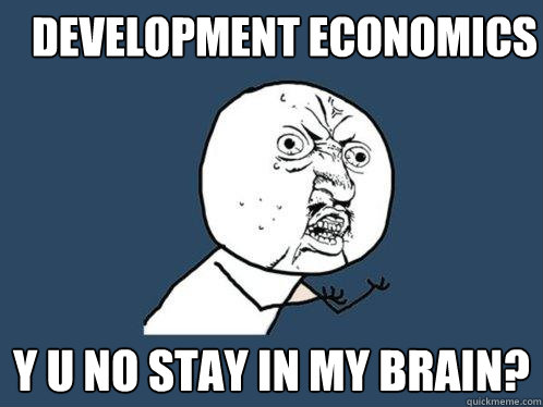 Development Economics y u no stay in my brain?  Y U No