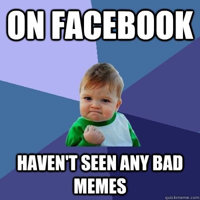 on facebook haven't seen any bad memes - on facebook haven't seen any bad memes  Success Kid