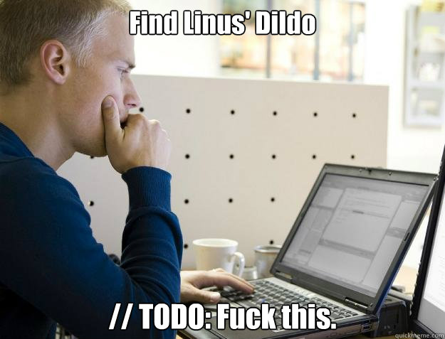 Find Linus' Dildo // TODO: Fuck this.  Programmer