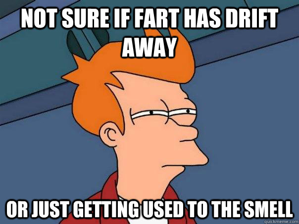 Not sure if fart has drift away Or just getting used to the smell - Not sure if fart has drift away Or just getting used to the smell  Futurama Fry