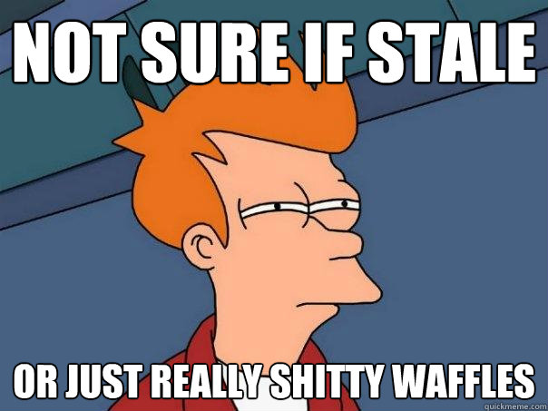 not sure if stale or just really shitty waffles  Futurama Fry