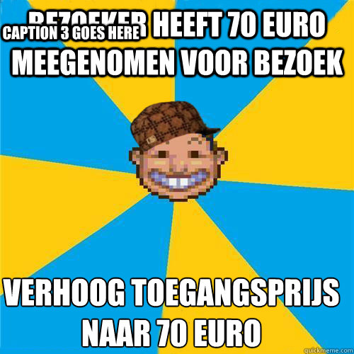 Bezoeker heeft 70 euro meegenomen voor bezoek Verhoog toegangsprijs naar 70 euro
 Caption 3 goes here  Scumbag Rollercoaster Tycoon Guest