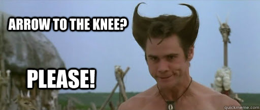 Arrow to the Knee? PLEASE!  jim carrey knee