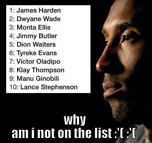 kobe be like haha -  WHY AM I NOT ON THE LIST :'( :'(  Misc