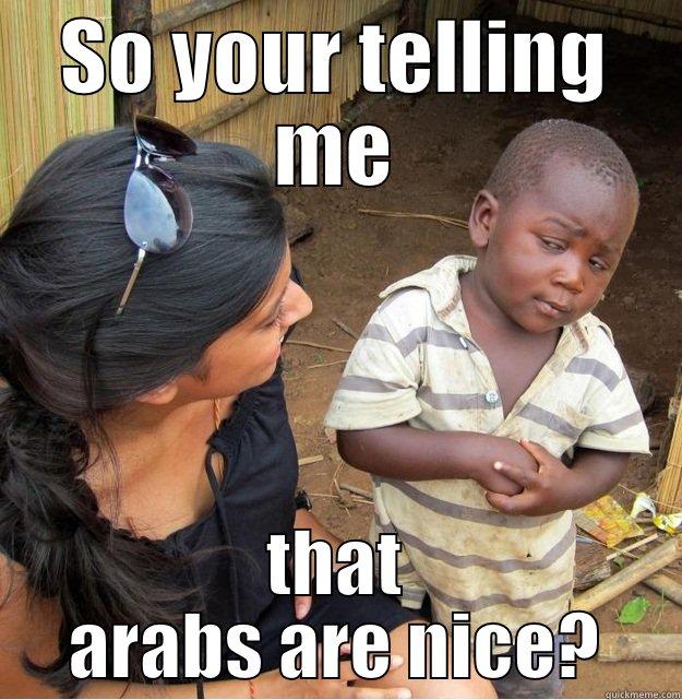 SO YOUR TELLING ME THAT ARABS ARE NICE? Skeptical Third World Kid