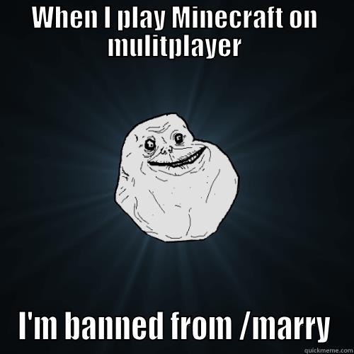 WHEN I PLAY MINECRAFT ON MULITPLAYER I'M BANNED FROM /MARRY Forever Alone