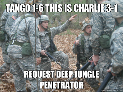 Tango 1-6 this is charlie 3-1 request deep jungle penetrator   ROTC Ronnie