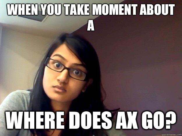 When you take moment about A  Where does Ax go?  