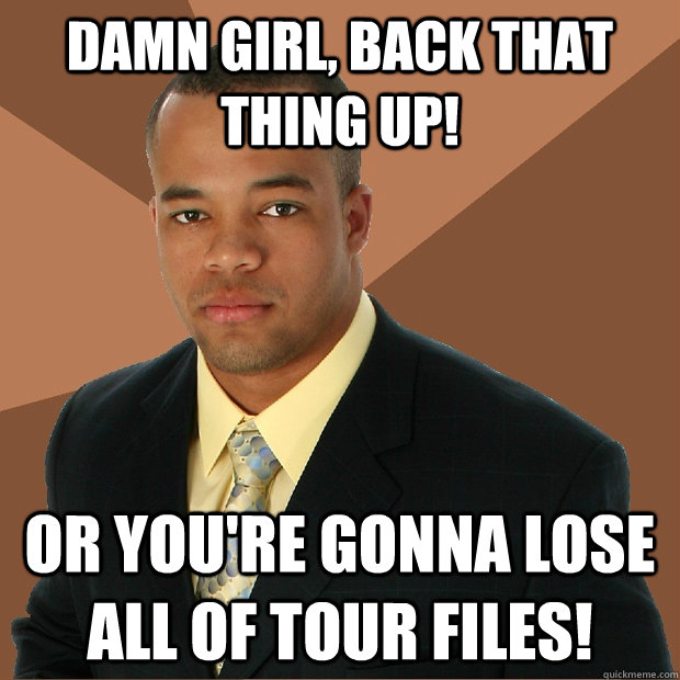 damn girl, back that thing up! or you're gonna lose all of tour files!  Successful Black Man