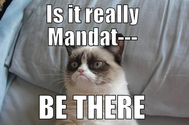 HALL MEETING_ ITS SO MANDATORY - IS IT REALLY MANDAT--- BE THERE Grumpy Cat