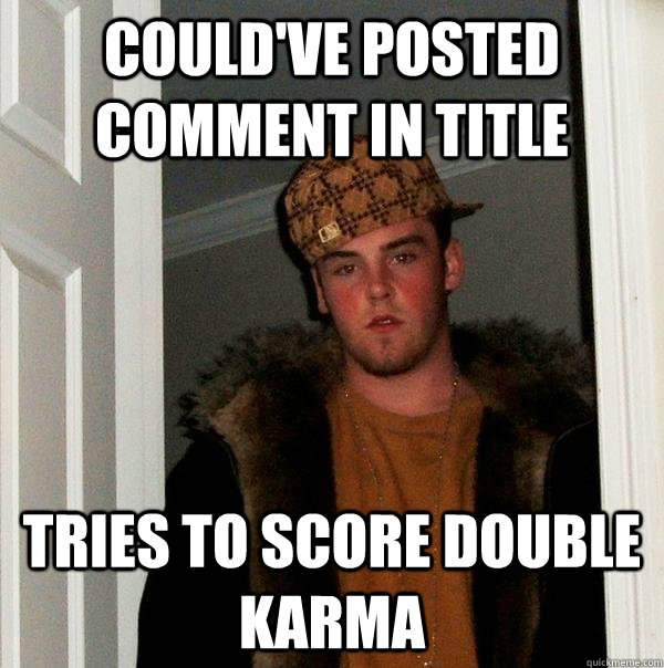 Could've posted comment in Title Tries to score double karma  Scumbag Steve