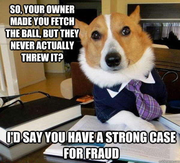 So, your owner made you fetch the ball, but they never actually threw it? I'd say you have a strong case for fraud  