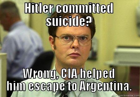 HITLER COMMITTED SUICIDE? WRONG, CIA HELPED HIM ESCAPE TO ARGENTINA. Schrute